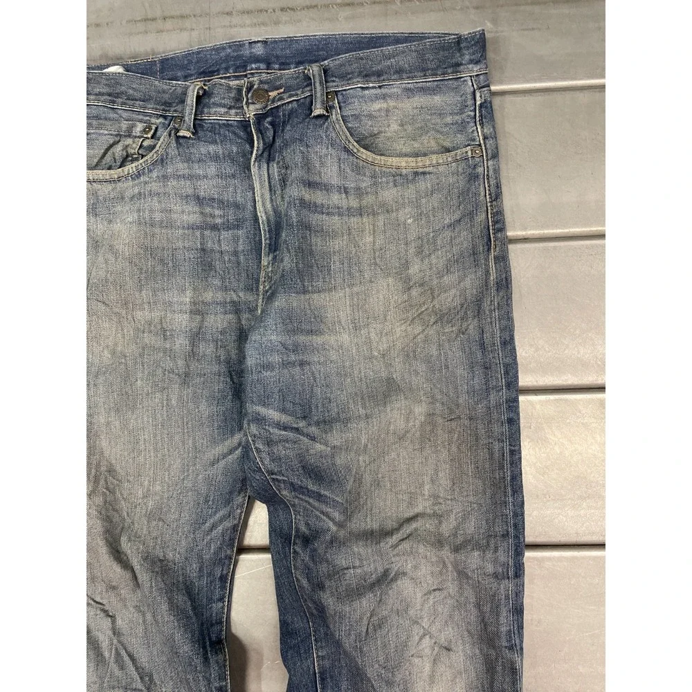 Levis 505 Jeans Straight Fit Jeans Mens 35x34 Blue Medium Wash‎ Denim Faded